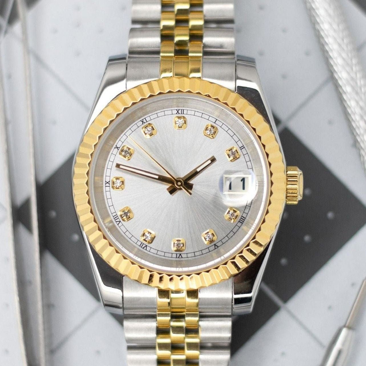 36mm Sunburst Silver Gem DJ 36mm - Chrono Canada