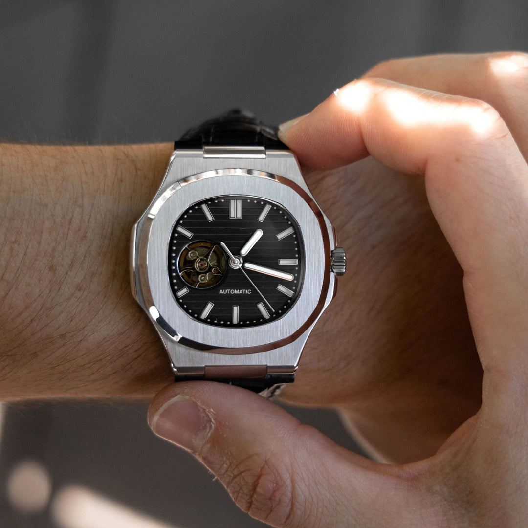 Leather Silver Black Naut - Chrono Canada