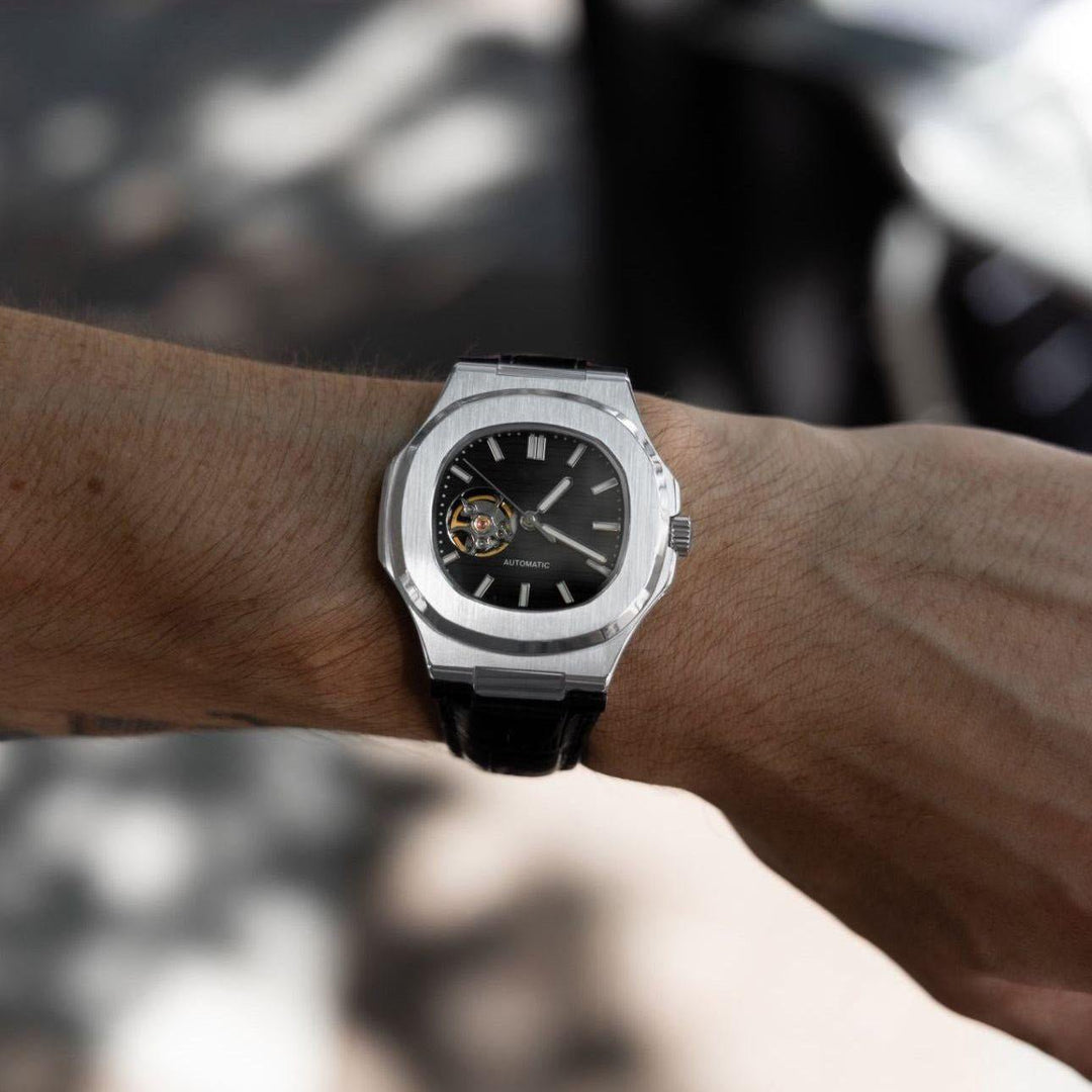 Leather Silver Black Naut - Chrono Canada