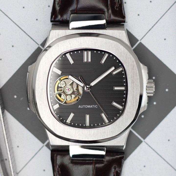 Leather Silver Black Naut - Chrono Canada