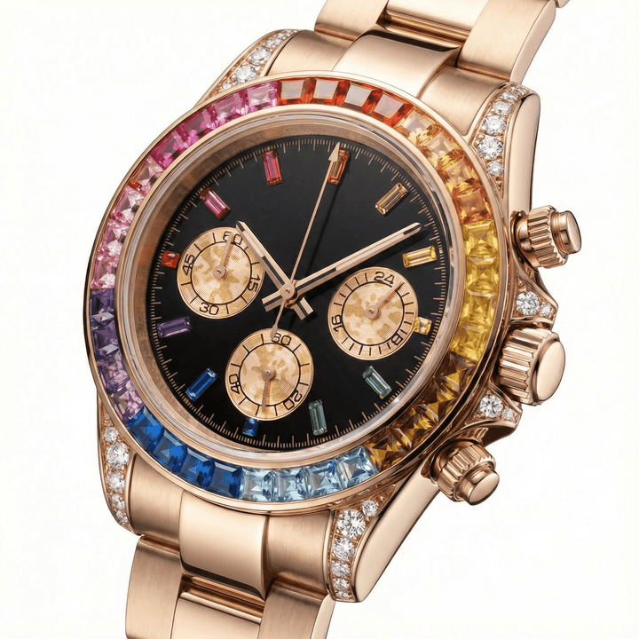 Rose Rainbow Chronograph (2x Gem) - Chrono Canada