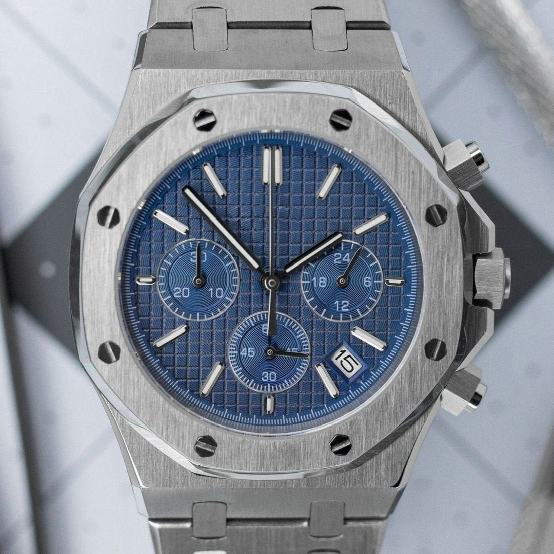 Silver Blue Oak Chronograph - Chrono Canada