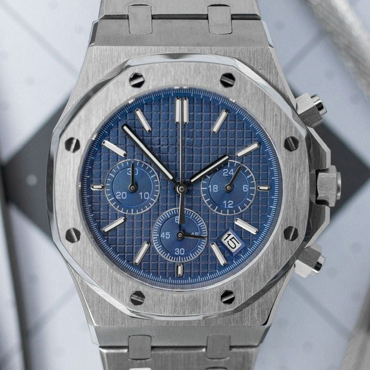 Silver Blue Oak Chronograph - Chrono Canada